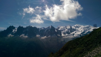 Mont Blanc, looking real fine... Summit is snowy high-point on right.